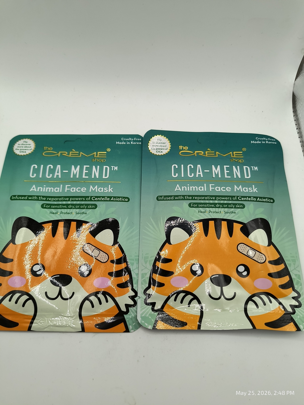 The Creme Shop CICA-MEND Animal Face Mask Heal Protect Soothe 2 Pack New